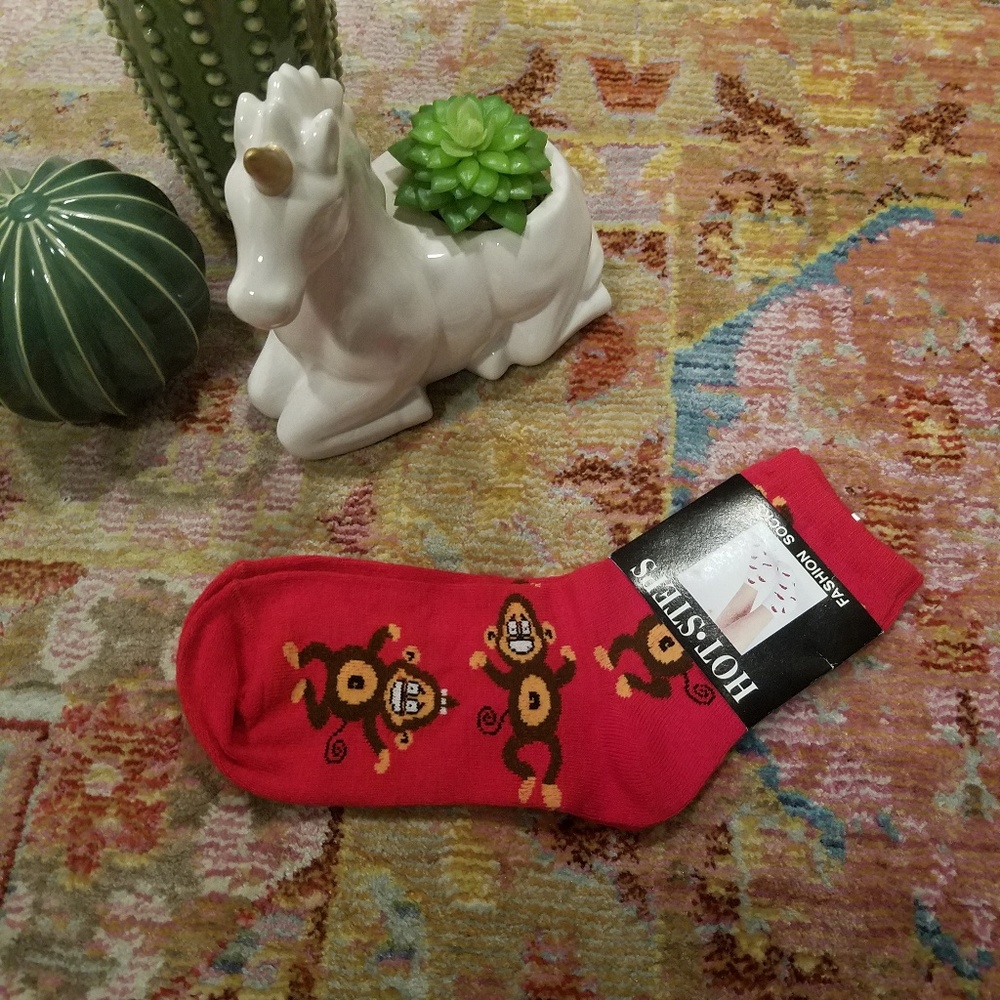 🧜🏻‍♀️ NWT Hot Steps Silly Monkey Socks 🐒🧦